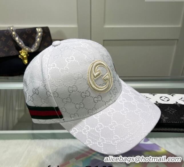 Well Crafted Gucci GG Canvas Baseball Hat with Interlocking G 040301 White 2024