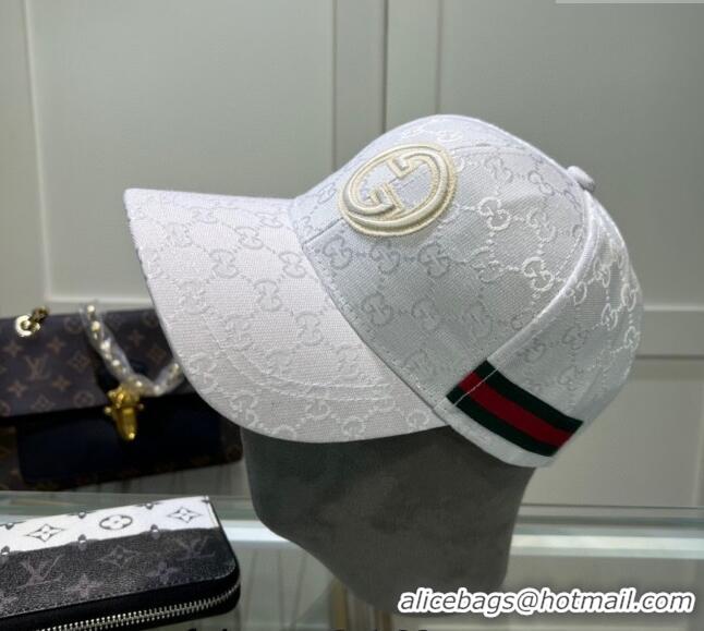 Well Crafted Gucci GG Canvas Baseball Hat with Interlocking G 040301 White 2024