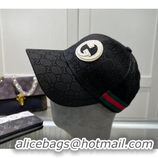 Buy Discount Gucci GG Canvas Baseball Hat with Interlocking G 040301 Black 2024