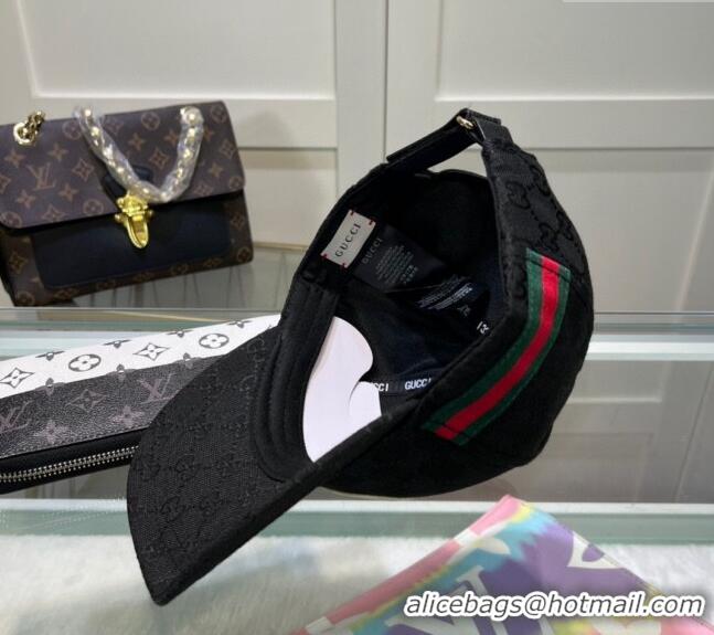 Buy Discount Gucci GG Canvas Baseball Hat with Interlocking G 040301 Black 2024