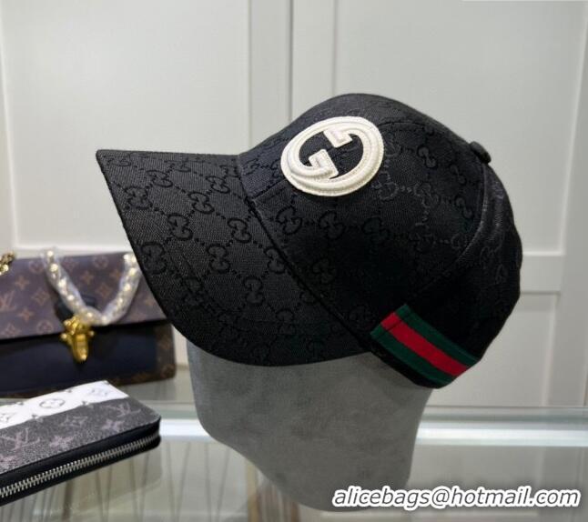 Buy Discount Gucci GG Canvas Baseball Hat with Interlocking G 040301 Black 2024