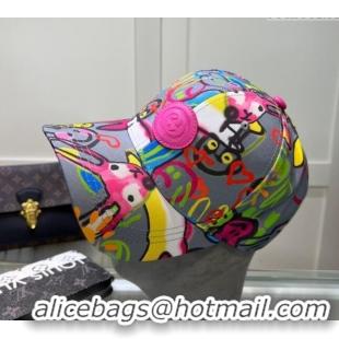 Buy Inexpensive Gucci GG Canvas Baseball Hat with Graffi Print 040301 Grey 2024