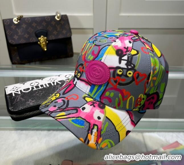 Buy Inexpensive Gucci GG Canvas Baseball Hat with Graffi Print 040301 Grey 2024