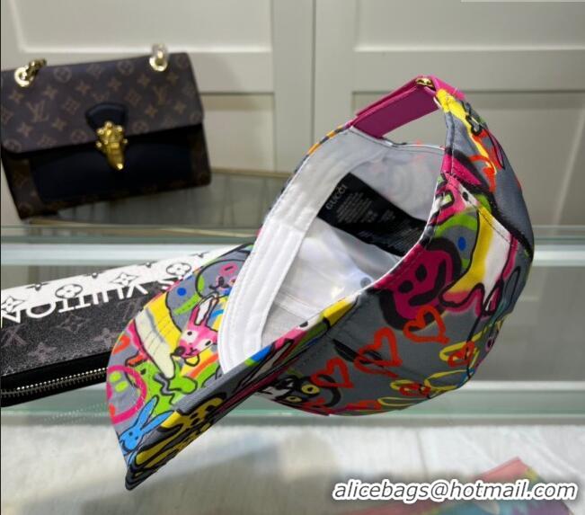 Buy Inexpensive Gucci GG Canvas Baseball Hat with Graffi Print 040301 Grey 2024