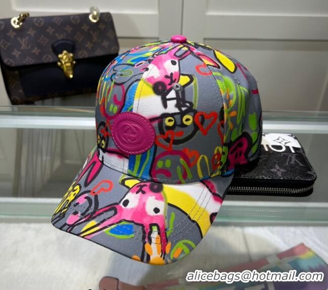 Buy Inexpensive Gucci GG Canvas Baseball Hat with Graffi Print 040301 Grey 2024