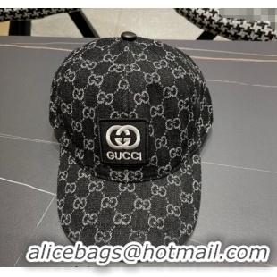 Market Sells Gucci GG Denim Baseball Hat with Logo Patch 040301 Black 2024