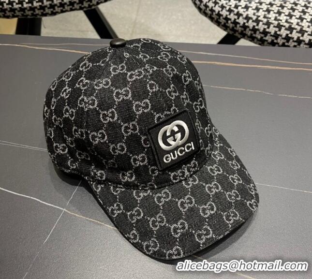 Market Sells Gucci GG Denim Baseball Hat with Logo Patch 040301 Black 2024