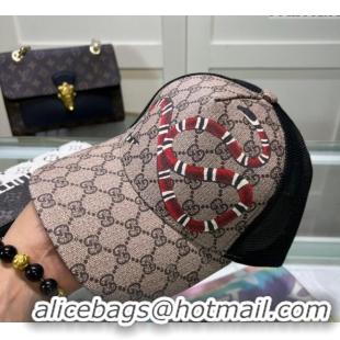 Cheapest Gucci GG Canvas Baseball Hat with Kingsnake Print 040301 Beige 2024