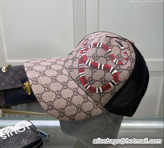 Cheapest Gucci GG Canvas Baseball Hat with Kingsnake Print 040301 Beige 2024