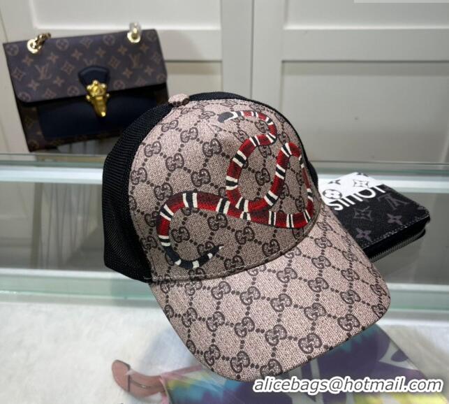 Cheapest Gucci GG Canvas Baseball Hat with Kingsnake Print 040301 Beige 2024