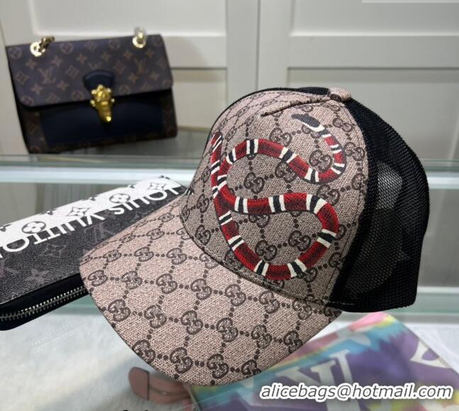 Cheapest Gucci GG Canvas Baseball Hat with Kingsnake Print 040301 Beige 2024