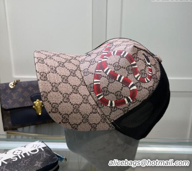 Cheapest Gucci GG Canvas Baseball Hat with Kingsnake Print 040301 Beige 2024