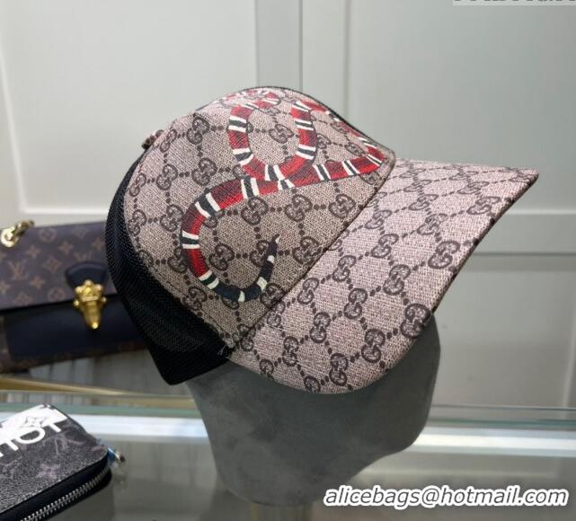 Cheapest Gucci GG Canvas Baseball Hat with Kingsnake Print 040301 Beige 2024