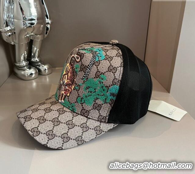 Market Sells Gucci GG Canvas Baseball Hat with Tiger 040302 Beige 2024