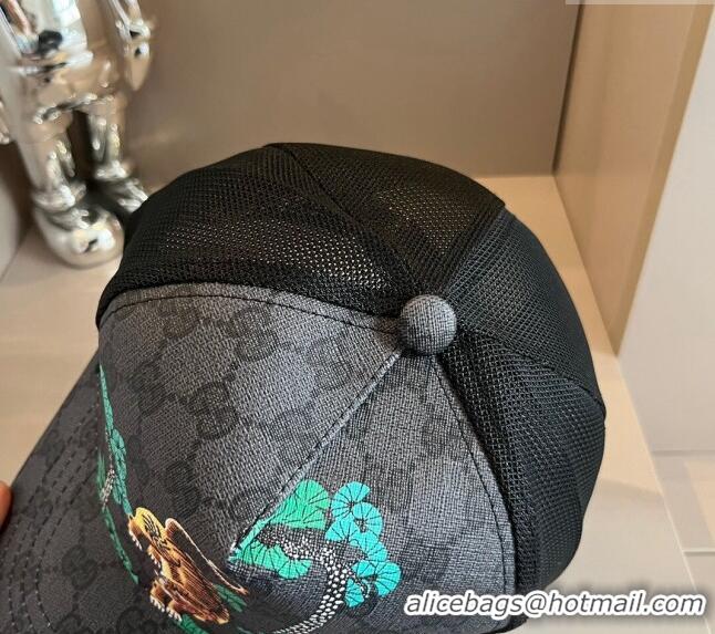 Sumptuous Gucci GG Canvas Baseball Hat with Tiger 040302 Black 2024