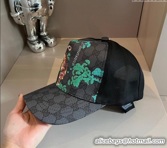 Sumptuous Gucci GG Canvas Baseball Hat with Tiger 040302 Black 2024