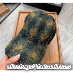 Spot Bulk Gucci Check Baseball Hat 0403 Green/Beige 2024 