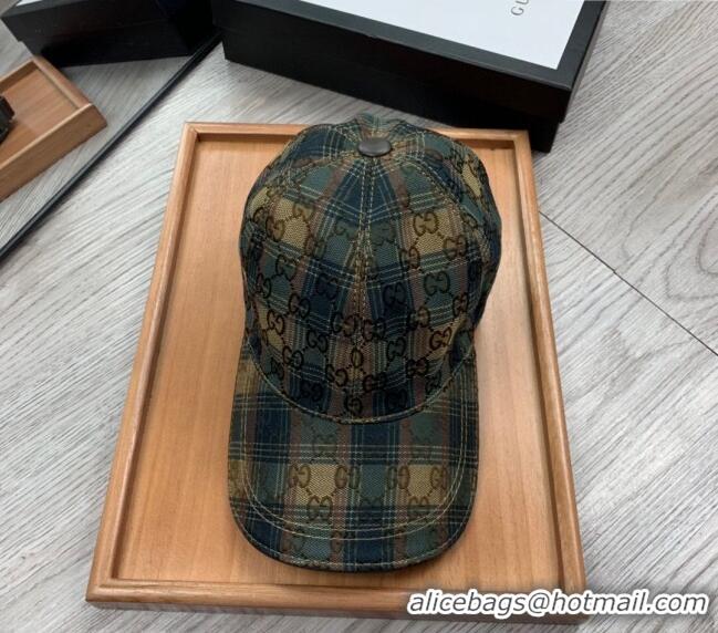 Spot Bulk Gucci Check Baseball Hat 0403 Green/Beige 2024 