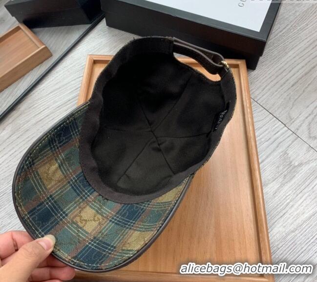 Spot Bulk Gucci Check Baseball Hat 0403 Green/Beige 2024 