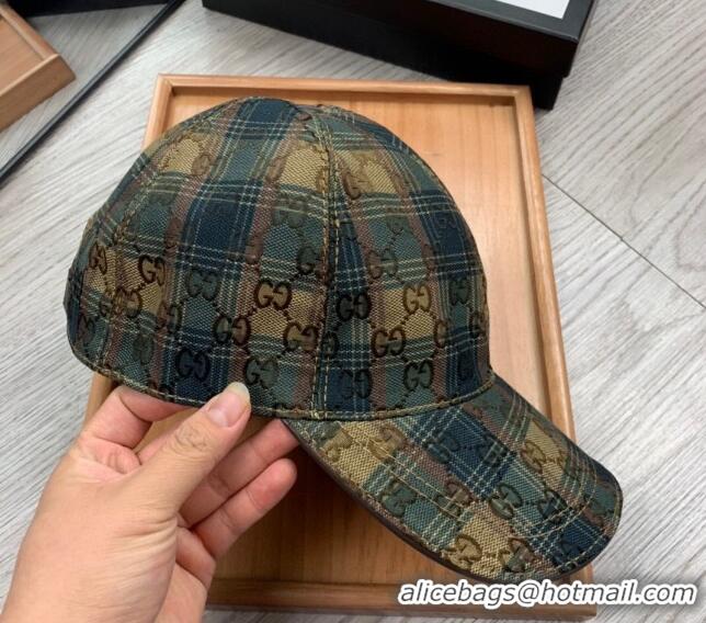 Spot Bulk Gucci Check Baseball Hat 0403 Green/Beige 2024 