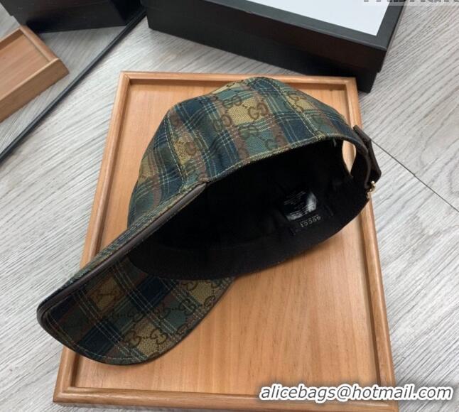 Spot Bulk Gucci Check Baseball Hat 0403 Green/Beige 2024 