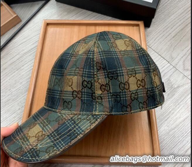 Spot Bulk Gucci Check Baseball Hat 0403 Green/Beige 2024 