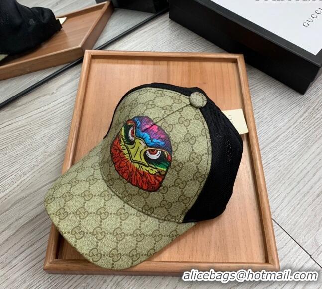 Grade Quality Gucci GG Canvas Baseball Hat with Eagle Print 0403 Beige 2024