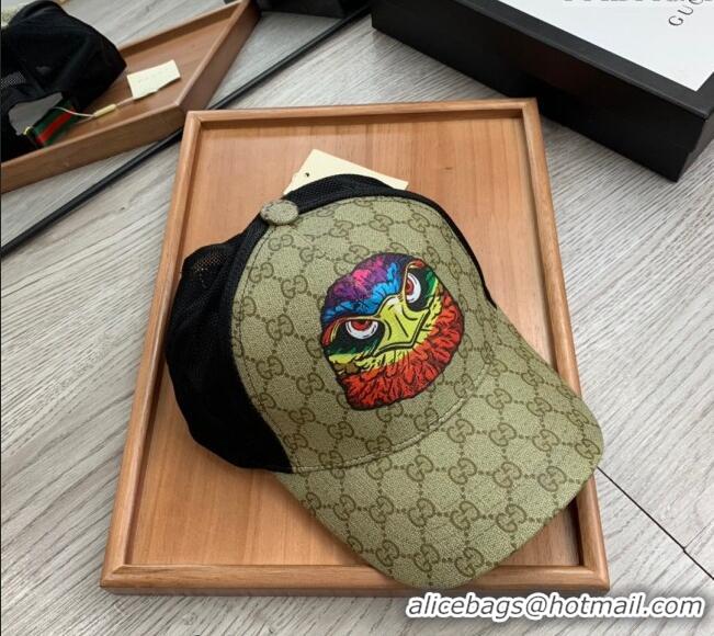 Grade Quality Gucci GG Canvas Baseball Hat with Eagle Print 0403 Beige 2024