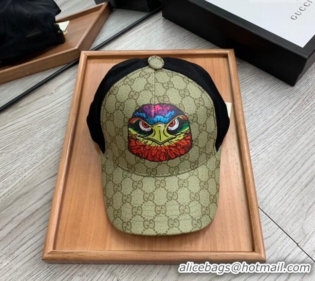 Grade Quality Gucci GG Canvas Baseball Hat with Eagle Print 0403 Beige 2024