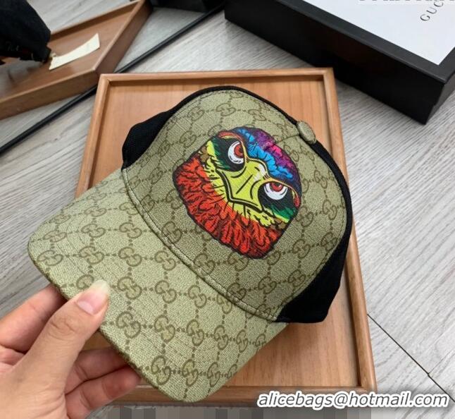 Grade Quality Gucci GG Canvas Baseball Hat with Eagle Print 0403 Beige 2024