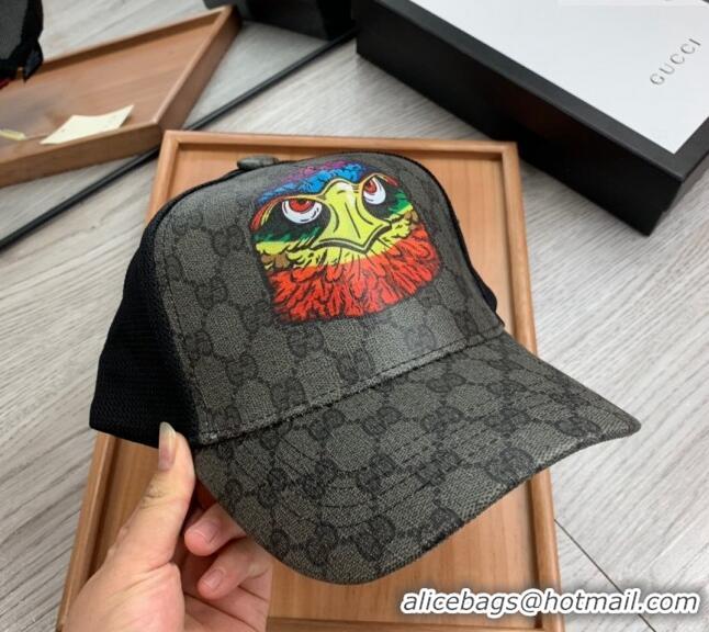 Best Grade Gucci GG Canvas Baseball Hat with Eagle Print 0403 Black 2024