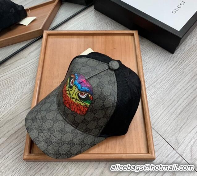 Best Grade Gucci GG Canvas Baseball Hat with Eagle Print 0403 Black 2024