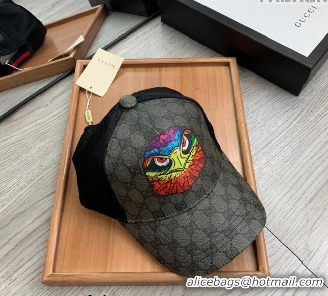 Best Grade Gucci GG Canvas Baseball Hat with Eagle Print 0403 Black 2024