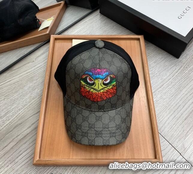 Best Grade Gucci GG Canvas Baseball Hat with Eagle Print 0403 Black 2024