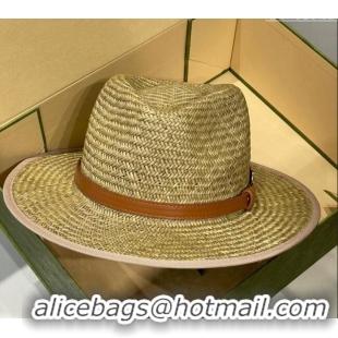 Top Quality Gucci Horsebit Straw Wide Brim Hat 0514 Brown 2024