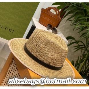 Low Cost Gucci Horsebit Straw Wide Brim Hat 0514 Black 2024