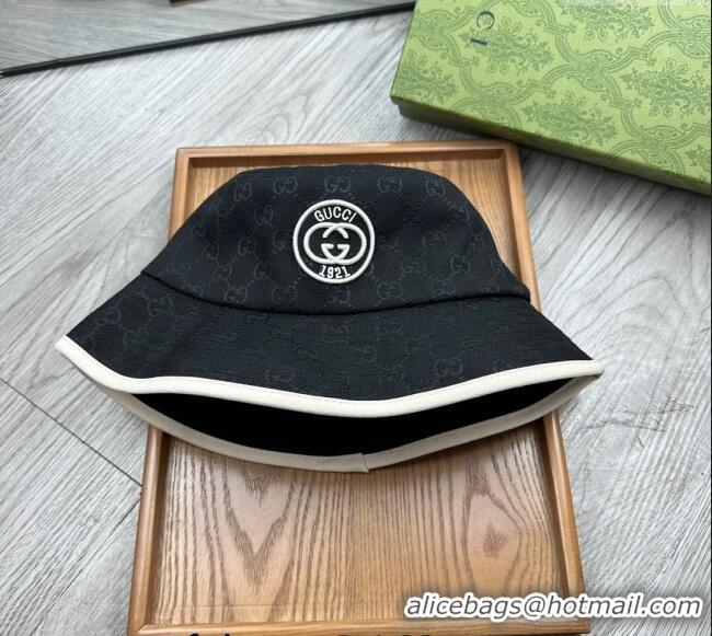 Spot Cheap Gucci GG Canvas Bucket Hat with Interlocking G 0514 Black 2024