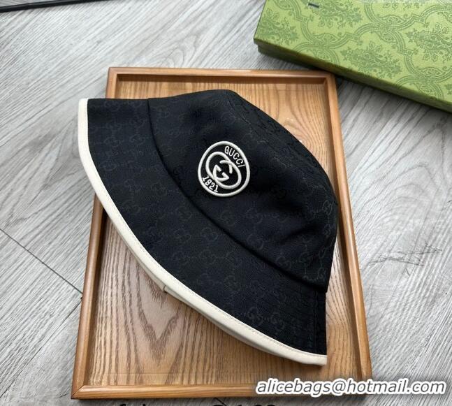 Spot Cheap Gucci GG Canvas Bucket Hat with Interlocking G 0514 Black 2024