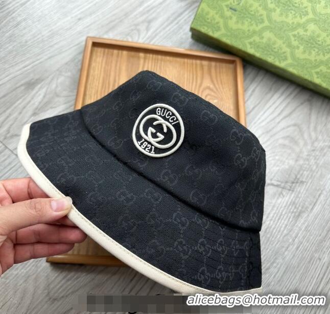 Spot Cheap Gucci GG Canvas Bucket Hat with Interlocking G 0514 Black 2024