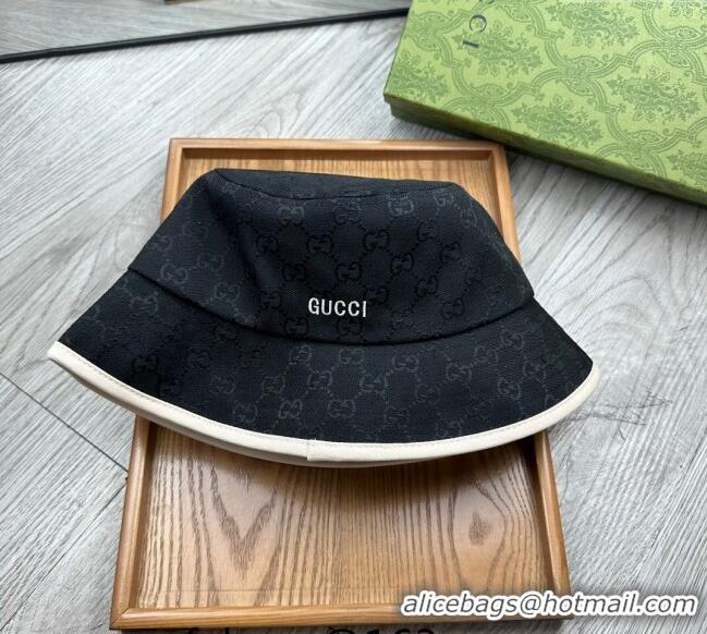 Spot Cheap Gucci GG Canvas Bucket Hat with Interlocking G 0514 Black 2024