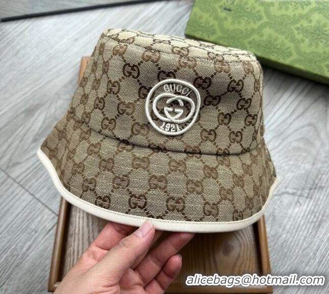 Top Design Gucci GG Canvas Bucket Hat with Interlocking G 0514 Beige 2024 