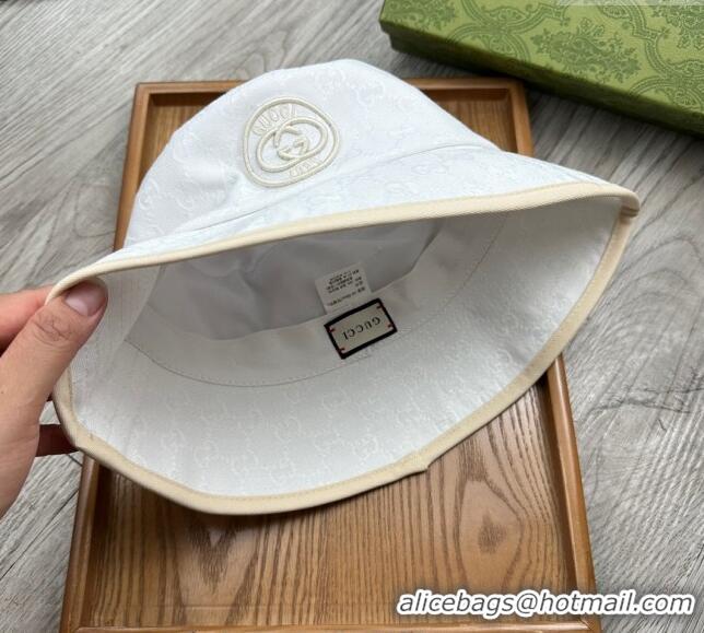 Buy Cheap Gucci GG Canvas Bucket Hat with Interlocking G 0514 White 2024