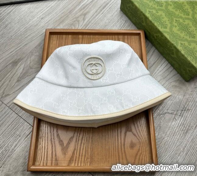 Buy Cheap Gucci GG Canvas Bucket Hat with Interlocking G 0514 White 2024