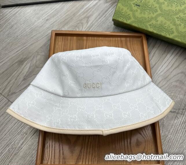 Buy Cheap Gucci GG Canvas Bucket Hat with Interlocking G 0514 White 2024