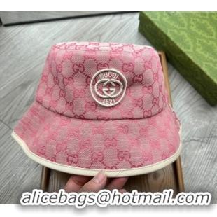 Best Price Gucci GG Canvas Bucket Hat with Interlocking G 0514 Pink 2024