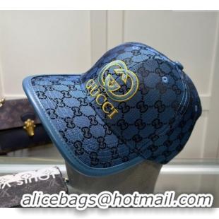 Pretty Style Gucci GG Canvas Baseball hat with Interlocking G 0513 Blue 2024