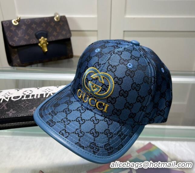 Pretty Style Gucci GG Canvas Baseball hat with Interlocking G 0513 Blue 2024