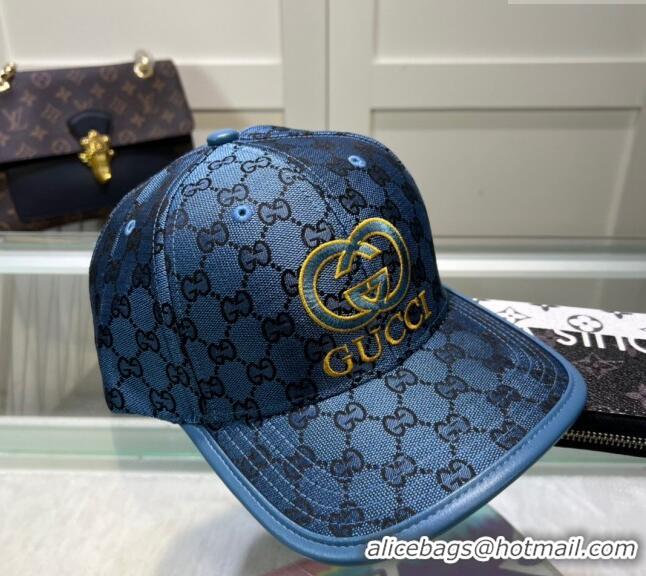 Pretty Style Gucci GG Canvas Baseball hat with Interlocking G 0513 Blue 2024