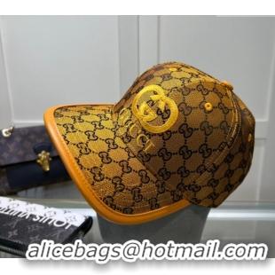 New Fashion Gucci GG Canvas Baseball hat with Interlocking G 0513 Yellow 2024