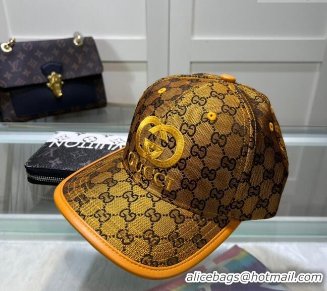 New Fashion Gucci GG Canvas Baseball hat with Interlocking G 0513 Yellow 2024